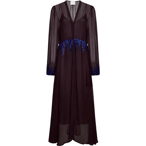 Stud-Embellished Sheer Long Dress , female, Sizes: S - Forte Forte - Modalova