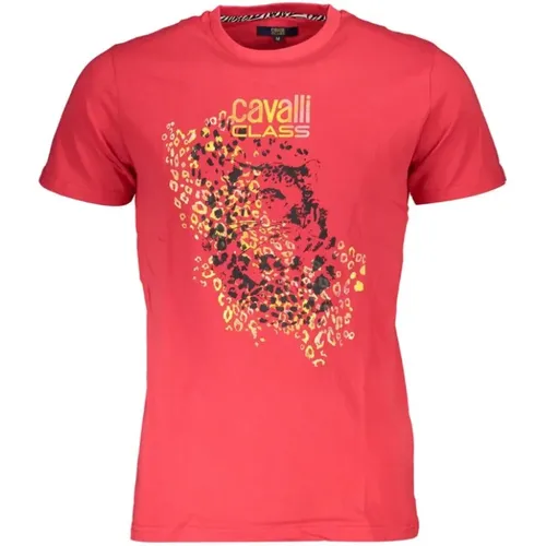 Bedrucktes Logo-T-Shirt Kurzarm Rundhalsausschnitt , Herren, Größe: L - Cavalli Class - Modalova