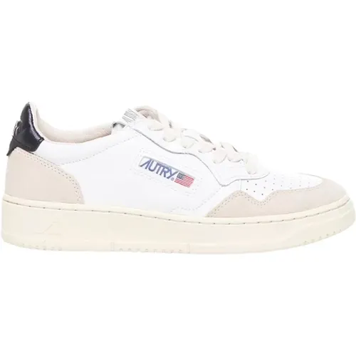 White Leather Sneakers with Perforated Toe , male, Sizes: 3 UK - Autry - Modalova