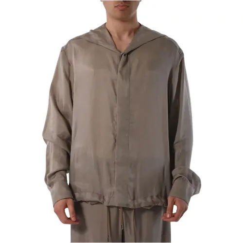 Silk Hooded Shirt with Pockets , male, Sizes: 2XL, L, M - Costumein - Modalova