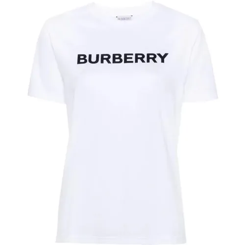 Weißes Baumwoll T-Shirt , Damen, Größe: XS - Burberry - Modalova