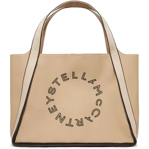 Logo Embroidered Canvas Tote Bag , female, Sizes: ONE SIZE - Stella Mccartney - Modalova