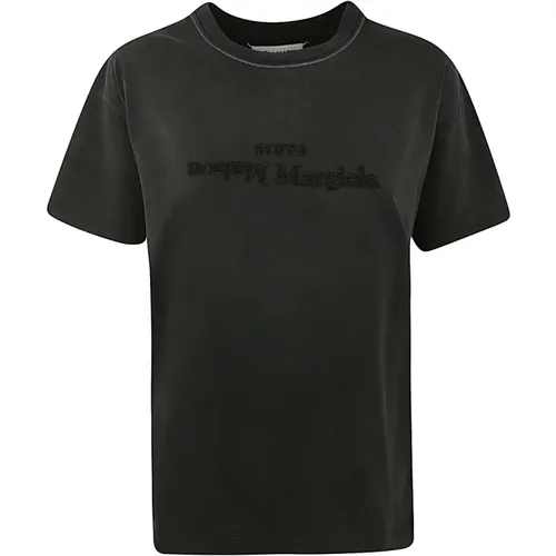 Gewaschenes Schwarzes T-Shirt , Damen, Größe: S - Maison Margiela - Modalova