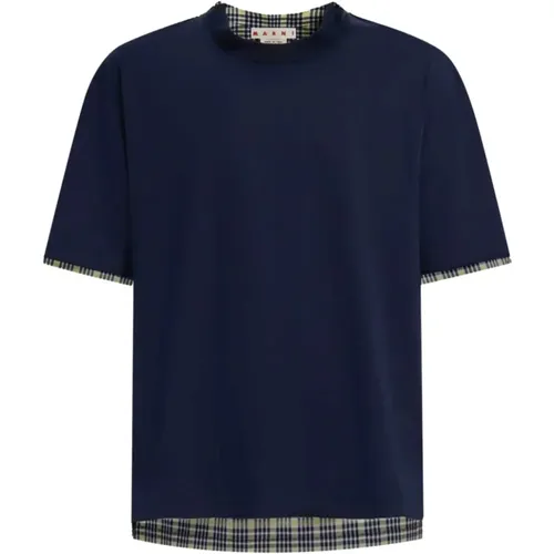 Checkered -Black T-Shirt , male, Sizes: S, XL, L, M - Marni - Modalova
