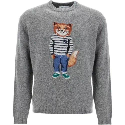 Fox Motif Wool Sweater , male, Sizes: XL - Maison Kitsuné - Modalova