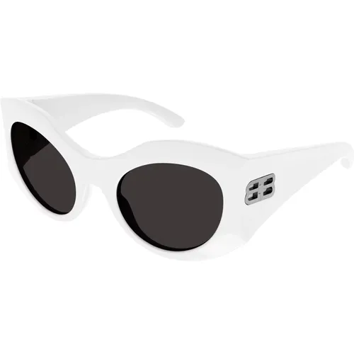 Weiße/Graue Sonnenbrille , Damen, Größe: 56 MM - Balenciaga - Modalova