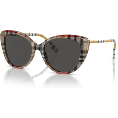 Sonnenbrille mit dunkelgrauen Gläsern,Peach/ Shaded Sonnenbrille,Schwarze/Dunkelgraue Sonnenbrille - Burberry - Modalova
