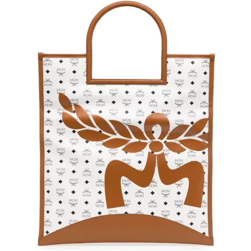 Canvas Leather Trim Tote Bag , male, Sizes: ONE SIZE - MCM - Modalova