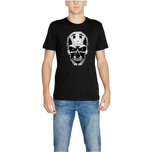 Schwarzes Bedrucktes T-Shirt Herren Rundhals , Herren, Größe: M - Antony Morato - Modalova