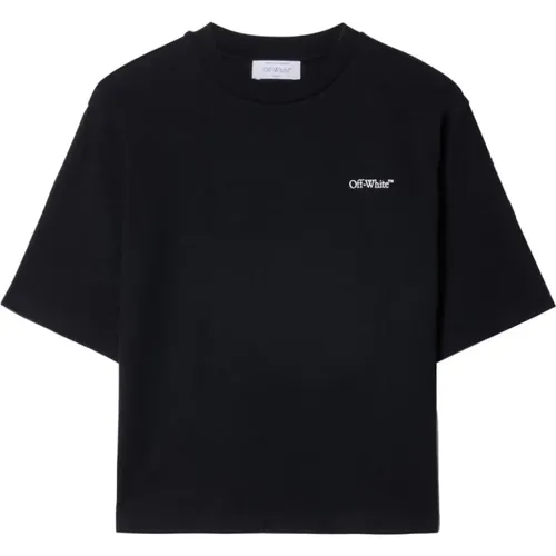 Schwarzes T-Shirt mit Arrows Blumenmuster , Damen, Größe: L - Off White - Modalova