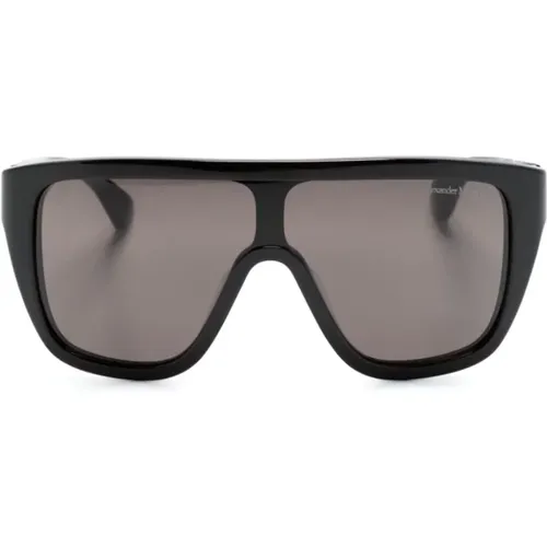 Schwarze Sonnenbrille mit schwebender Totenkopfmaske , Herren, Größe: ONE Size - alexander mcqueen - Modalova