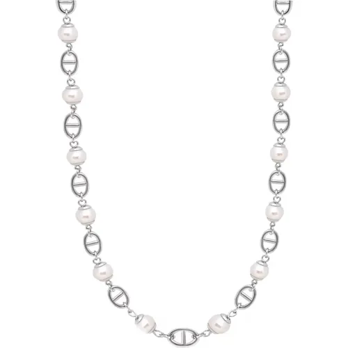 Silver Mariner Chain with Pearls , male, Sizes: ONE SIZE - Nialaya - Modalova