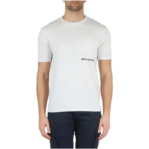 Cotton T-shirt with Front Pocket , male, Sizes: S, 2XL, XL, M, L - Replay - Modalova