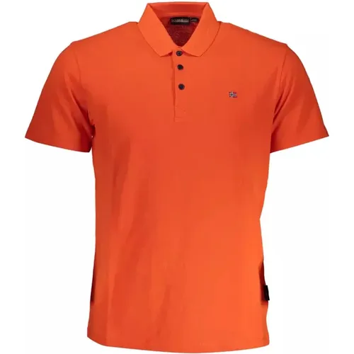 Rotes Polo-Shirt mit Stickerei , Herren, Größe: M - Napapijri - Modalova