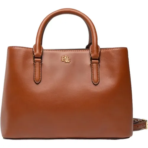 Leather Handbag with Metal Logo , female, Sizes: ONE SIZE - Ralph Lauren - Modalova