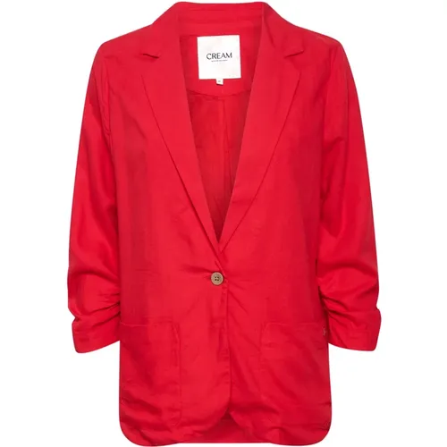 Blazer Jacket with ¾ Sleeves , female, Sizes: S, L, M, XL, XS, 2XL - Cream - Modalova
