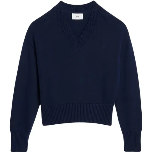 Adc v neck sweater , female, Sizes: XL, L - Ami Paris - Modalova
