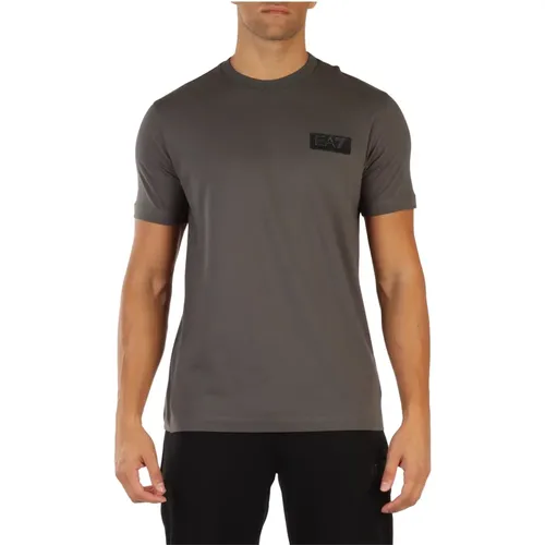 Baumwoll T-Shirt mit Front Logo Patch , Herren, Größe: S - Emporio Armani EA7 - Modalova