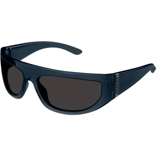 Blau/Graue Sonnenbrille , Herren, Größe: 64 MM - Gucci - Modalova