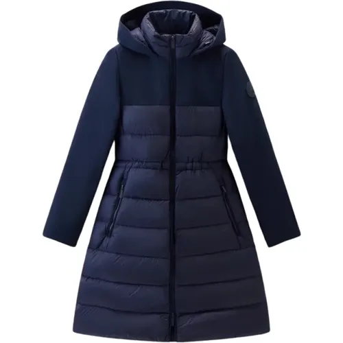 Waterproof Down Jacket with Tech Softshell Hood , female, Sizes: XL, 2XL, M, L - Woolrich - Modalova
