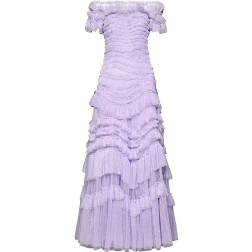 Tulle Ruffled Off-Shoulder Dress , female, Sizes: M - Needle & Thread - Modalova