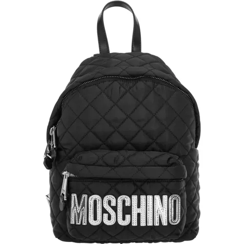 Plain Logo Backpack with Zip Closure , female, Sizes: ONE SIZE - Moschino - Modalova
