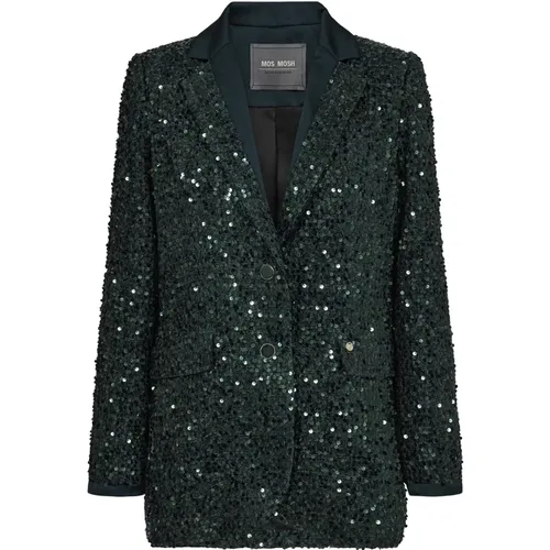 Paillettenblazer Dark Pine Eleganter Stil , Damen, Größe: 2XL - MOS MOSH - Modalova