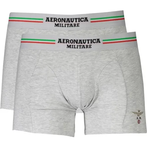 Graue Baumwoll Boxershorts Bi-Pack , Herren, Größe: 2XL - aeronautica militare - Modalova