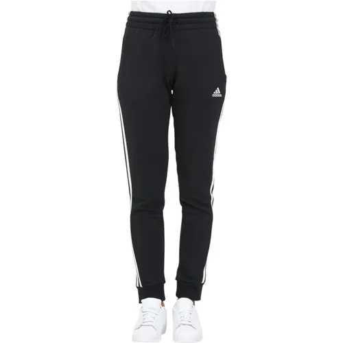 Essentials 3-Stripes Fleece Schwarze Sport-Hose für Frauen , Damen, Größe: 2XS - Adidas - Modalova