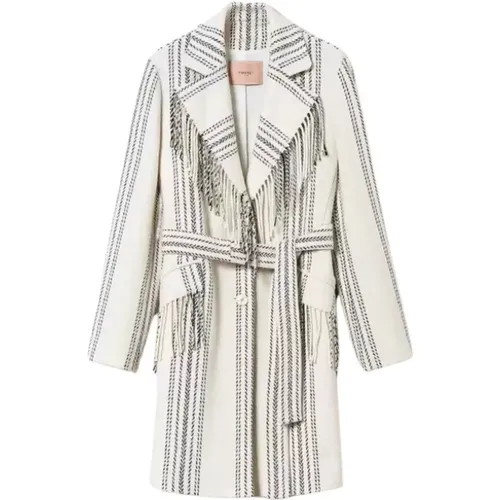 Jacquard Wool Blend Coat , female, Sizes: XS - Twinset - Modalova