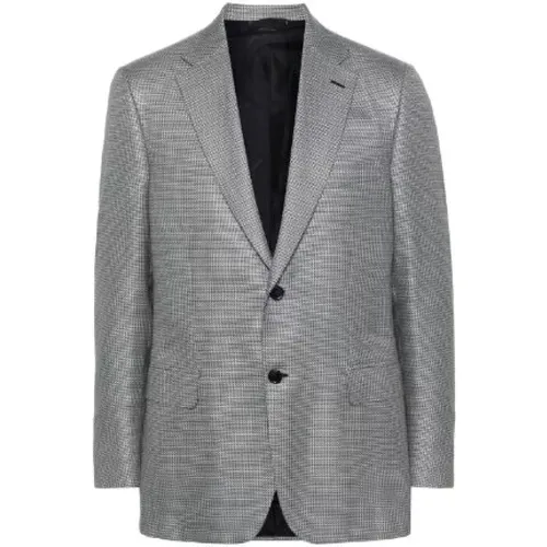 Houndstooth Wool Blend Blazer , male, Sizes: L - Brioni - Modalova