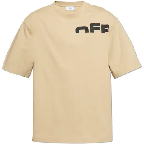 Bedrucktes T-Shirt , Herren, Größe: S - Off White - Modalova