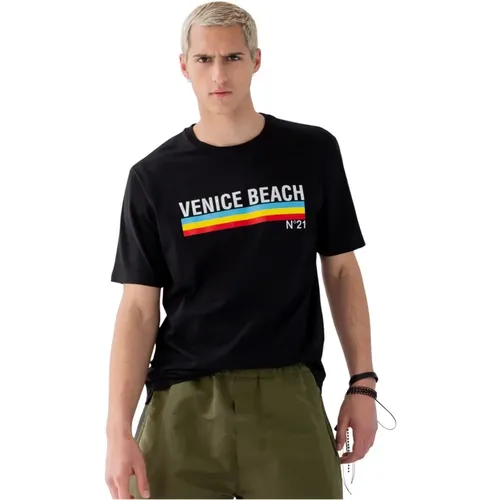 Rainbow Stripe Logo T-Shirt , male, Sizes: L - N21 - Modalova