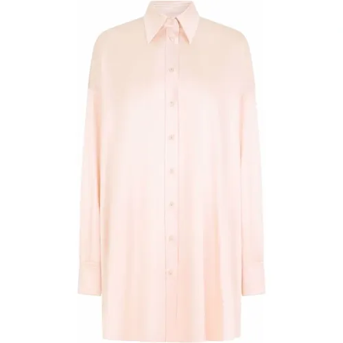 Silk Shirt, , Long Sleeves , female, Sizes: M - Dolce & Gabbana - Modalova