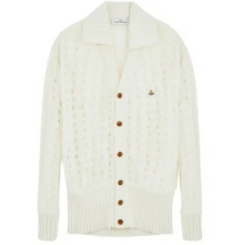 Spitzen-Cardigan Off White Hemdkragen , Damen, Größe: XS - Vivienne Westwood - Modalova