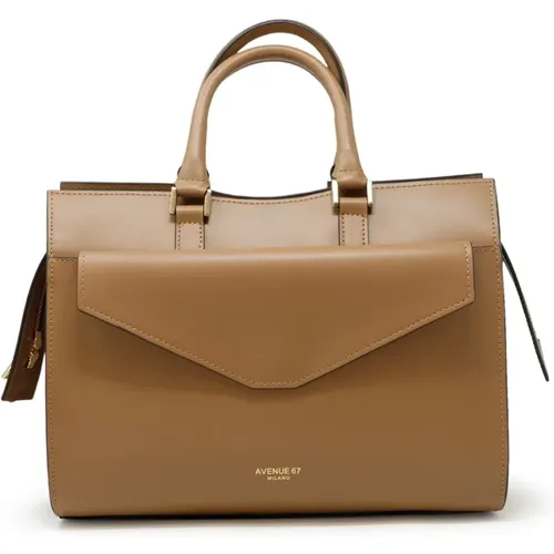 Zora Camel Leather Shoulder Bag Ss24 , female, Sizes: ONE SIZE - Avenue 67 - Modalova