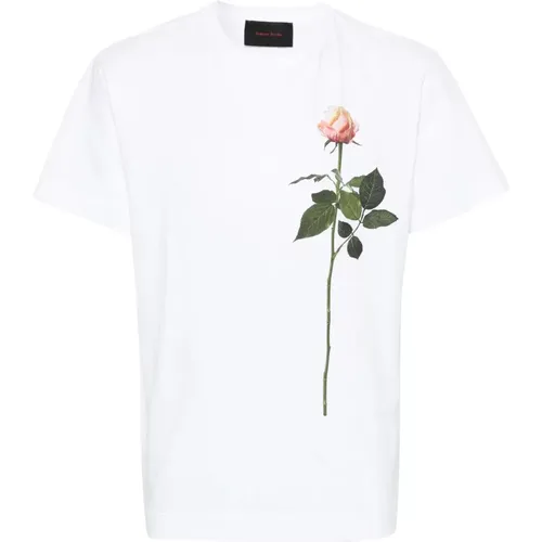 Rose-Print Cotton T-Shirt , male, Sizes: S - Simone Rocha - Modalova