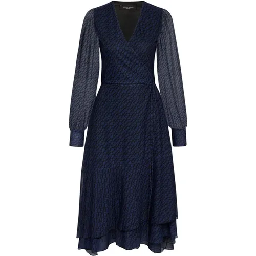 Blaues Logo Print Wrap Kleid , Damen, Größe: L - Bruuns Bazaar - Modalova