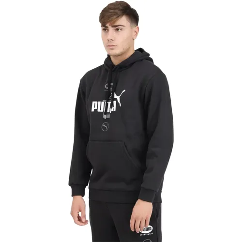 Schwarzer Hoodie Sweatshirt lässiger sportlicher Stil , Herren, Größe: M - Puma - Modalova