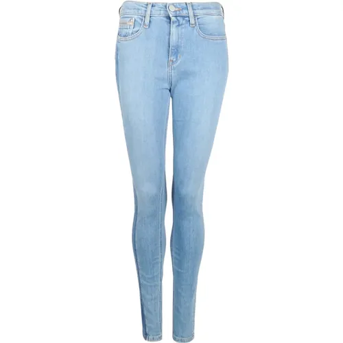 High-Waist Skinny Jeans mit Streifen-Detail , Damen, Größe: W24 L32 - Calvin Klein - Modalova
