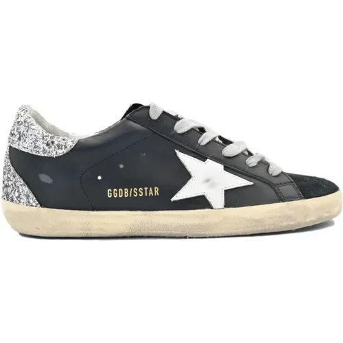 White Star Silver Glitter Sneakers , female, Sizes: 6 UK - Golden Goose - Modalova