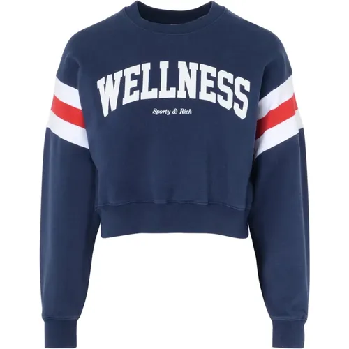 Blaue Wellness Cropped Sweatshirt , Damen, Größe: L - Sporty & Rich - Modalova