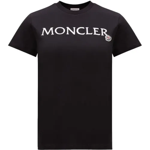 Besticktes Logo T-Shirt , Damen, Größe: L - Moncler - Modalova