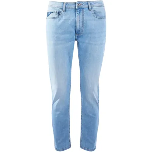 Comfort Denim Jeans with Leather Logo , male, Sizes: W36, W32, W33, W34, W30 - YES ZEE - Modalova