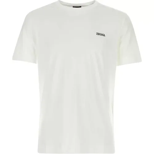 Weiße Baumwoll-T-Shirt , Herren, Größe: L - Z Zegna - Modalova