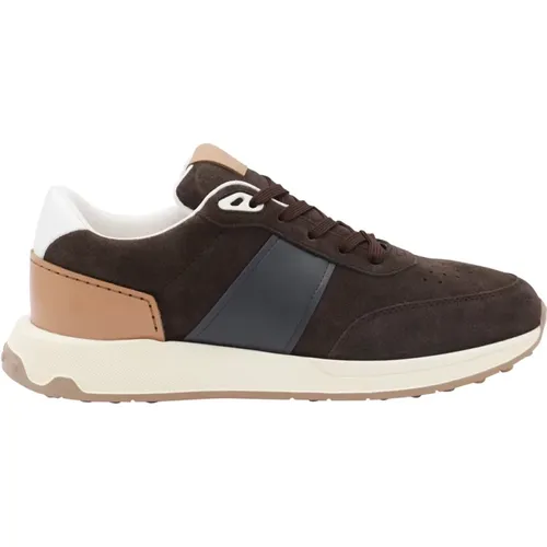 Braune Ledersneakers mit Runder Spitze , Herren, Größe: 43 1/2 EU - TOD'S - Modalova