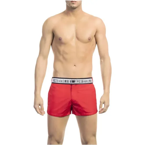 Rote Micro-Badeshorts mit Kontrastband , Herren, Größe: XL - Bikkembergs - Modalova