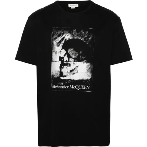 Schwarze T-Shirts und Polos mit Logo und Skull Print , Herren, Größe: S - alexander mcqueen - Modalova