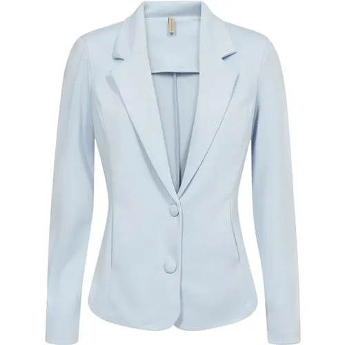 Blaue Kurzblazer mit Reverskragen , Damen, Größe: M - Soyaconcept - Modalova