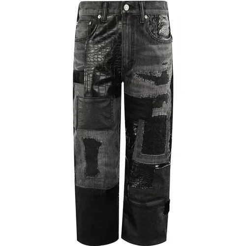 Patchwork Denim Jeans with Distressed Finish , female, Sizes: M - Junya Watanabe - Modalova